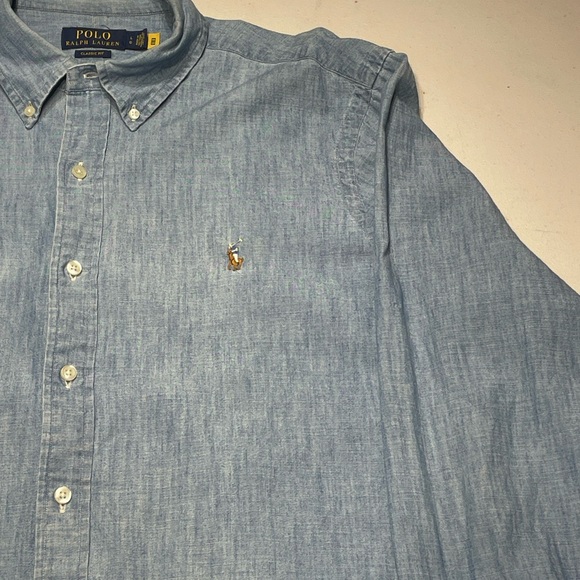 Polo Ralph Lauren size Large Classic Fit "Sun-Baked" Chambray Button Down Shirt - Picture 6 of 14